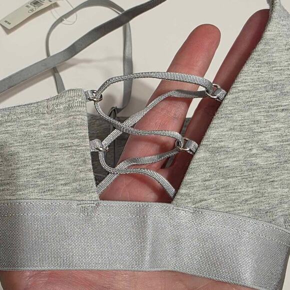 Aerie Square Neck Strappy Side Bandeau Bralette Medium Heather Gray Small NEW - Picture 9 of 13